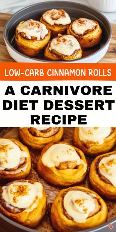 the recipe for low carb cinnamon rolls is shown in an image with text overlay