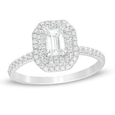 Zales Engagement Rings, Ring Bands, Double Frame, Dream Engagement Rings, Engagement Ring Cuts, Emerald Engagement Ring, Pretty Rings, Emerald Cut Diamonds, Dream Ring