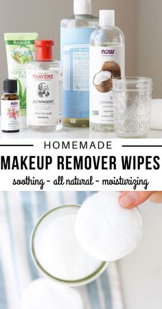 These homemade, DIY makeup remover wipes with coconut oil are easy to make and a natural and gentle way to clean your face before bed. homemade, handmade, DIY all natural toiletries and skin care products Diy Makeup Wipes, Diy Makeup Remover Wipes, Wipes Diy, Homemade Face Wash, Diy Makeup Remover, Natural Makeup Remover, Makeup Recipes