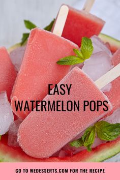 watermelon pops on a plate with mint leaves