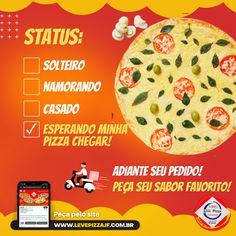 a pizza advertisement with an image of a pepperoni and cheese pizza