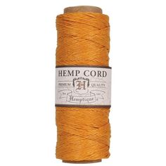 hemp cord in yellow, with an orange thread spool on the top and bottom