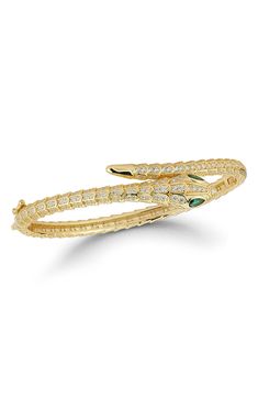 A slithering snake shows off your wilder side when you accessorize with this polished bangle highlighted by cubic zirconia. 7" inner circumference Hinge with box-clasp closure Sterling silver/rhodium or 14k-gold plate/cubic zirconia Imported Slithering Snake, Snake Bangle, Classic Slippers, Concert Looks, Snake Bracelet, Derek Lam 10 Crosby, Box Clasp, Flip Flop Slippers, Birthday List