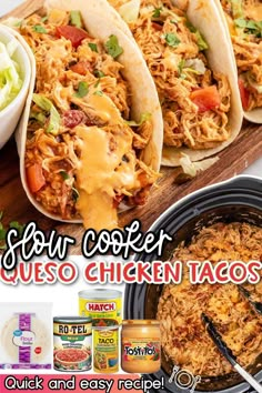 slow cooker quesadillas with chicken tacos in the middle and other ingredients