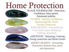 Home protection crystal set including 5 of the most powerful protection crystals. This set includes: ✪ 5 crystals - Black tourmaline, citrine, rose quartz, amethyst and smoky quartz. ✪ Size 0,75''- 1'' or 2 - 2,5 cm. ✪ Canvas bag for your stones. ✪ Gift box. ✪ Card with information about the minerals (the photo you see). ✪ Cleaning and charging ✪ There are many practices you can follow to cleanse and charge your stone. My favorite way uses water and involves working with the full moon. All produ Protection Stones For Home, Crystals For Protection And Safety, House Protection Crystals, Crystals For Entryway Of Your Home, Protection Stones From Evil, Home Protection Crystals, Crystals For The Home, Crystals For Home Protection, Crystals To Carry Daily