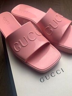 ad eBay - Find many great new & used options and get the best deals for NEW Womens GUCCI LOGO JELLY SLIDES PLATFORM SANDALS Wild Rose Pink US 7, EU 38 at the best online prices at eBay! Free shipping for many products! Flat Sandals With Logo For Summer, Summer Flat Sandals With Logo, Casual Open Toe Logo Slides, Summer Slides With Branded Heel Counter And Open Toe, Spring Round Toe Sandals With Logo, Open Toe Sandals With Logo For Spring, Spring Open Toe Sandals With Logo, Spring Season Open Toe Sandals With Logo, Logo Open Toe Sandals For Summer