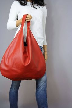 Sale  RED LEATHER HOBO bag, Red Handbag for Women, Red Handbag for Women, Soft Leather Bag, Every Da Large Hobo Bag, Large Leather Bag, Vegan Purses, Leather Hobo Handbags, Sewing Bags, Soft Leather Bag, Handbag Outfit, Oversized Bag, Large Leather Tote