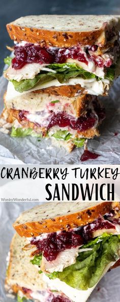 cranberry turkey sandwich with lettuce and cheese