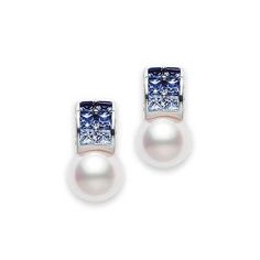 Mikimoto Pearl and Blue Sapphire Earrings Mikimoto Pearl Earrings, Mikimoto Earrings, Mikimoto Jewelry, Sapphire And Pearl, Blue Sapphire Earrings, Blue Sapphire Jewelry, Ocean Earrings, Mikimoto Pearls, White Pearl Earring