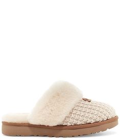 UGG Cozy Knit Slippers | Dillard's Ugg House Slippers, Ugg Slipper Shoe, Ugg Knit Slippers, Uggs Cozy Slippers, Knit Ugg Slippers, Ugg Slippers Aesthetic, Ugh Slipper, Ugh Shoes, Ugg Cozy Slippers