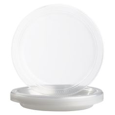 an empty plastic plate on a white background