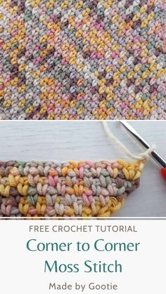 Crochet C2C Moss Stitch Free Tutorial - Made by Gootie C2c Moss Stitch, Corner To Corner Crochet Pattern, Moss Stitch Pattern, Modern Haken, Crochet C2c Pattern, C2c Crochet Blanket, Corner Crochet, Corner To Corner Crochet, Popular Crochet