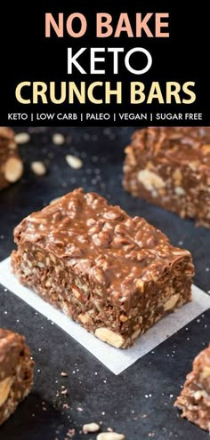 no bake keto crunch bars on a table