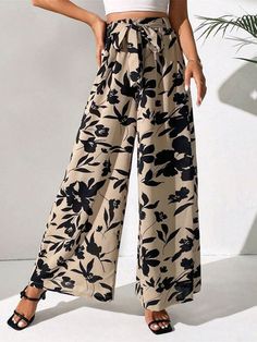 Vintage Floral Print Drawstring Trousers Denim Short Jumpsuit, Two Piece Set Pants, Drawstring Trousers, Two Piece Jumpsuit, Leisure Fashion, Loose Trousers, Green Maxi, Trousers Pants, Vintage Floral Print