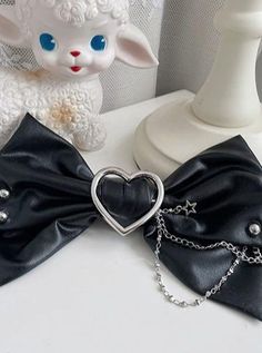 ❤︎ Big Ribbon with a chain❤︎ㅤ Idol Dress, Big Bows, Black Ribbon, Lolita Dress, Matching Dresses, Jewelry Inspiration, Hair Clips, Hair Accessories, Ribbon