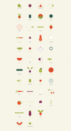 an illustrated poster with different types of vegetables and fruits on it's sides, including carrots, onions, tomatoes, cucumbers, broccoli, celery