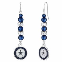 Show your trendsetting style these Beaded Dangle Earrings that are adorned with Dallas Cowboys colored primary logo charm and team colored beaded details. Features fishhook backings that ensures a secure and carefree fit. Official licensed merchandise Simran Ships in 2-3 business days Dallas Cowboys Jewelry, Cowboy Jewelry, Red Accessories, Nfl Dallas Cowboys, Ring Watch, Socks And Sandals, Beaded Dangle Earrings, Beaded Dangles, Collar And Leash