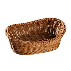 a brown wicker basket on a white background