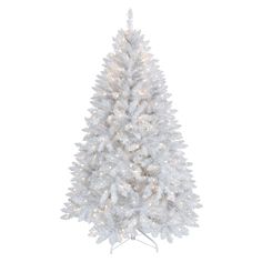 a white christmas tree with lights on it