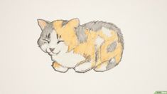 a drawing of a cat that is laying down