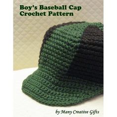 Boy's Baseball Cap Crochet pattern by Many Creative Gifts | Crochet Patterns | LoveCrochet Cap Crochet Pattern, Gift Knitting Patterns, Crochet Baby Boy Hat, Crochet Newsboy Hat, Boys Hats, Cap Crochet, Kids Crochet Pattern, Crochet Baby Hat Patterns, Crocheting Ideas