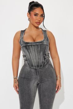 Available In Black And Medium Wash. Denim Jumpsuit Sleeveless Square Neck Seaming Detail Back Zipper Buckle Detail Legging Stretch Disclaimer: Due To The Specialized Wash. Each Garment Is Unique. Self: 77% Cotton 20% Polyester 3% Spandex Imported | Only A Moment Denim Jumpsuit in Black size Medium by Fashion Nova Trendy Fitted Sleeveless Denim Top, Sleeveless Black Denim Top, Black Denim Vest For Summer, Chic Dark Wash Sleeveless Denim Jumpsuit, Chic Sleeveless Dark Wash Denim Jumpsuit, Sleeveless Denim Jumpsuit For Night Out, Trendy Sleeveless Denim Jumpsuit For Night Out, Fitted Dark Wash Tank Top, Fitted Dark Wash Sleeveless Tank Top