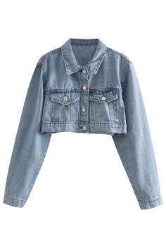 Goodnight Macaroon 'Olivia' Cropped Denim Jacket Collared Long Sleeve Button-up front Denim Single Breasted Measurements: S – Shoulder 43cm, Bust 90cm, Sleeve 60cm, Length 40cm M– Shoulder 44cm, Bust 94cm, Sleeve 61cm, Length 41cm L – Shoulder 45cm, Bust 98cm, Sleeve 62cm, Length 42cm Machine cold and gentle cycle or hand wash cold Lay flat to dry / do not tumble dry Iron on a low heat setting If you are unsure or need assistance selecting the proper size or color, please contact our Customer Services team and they'll be more than happy to help. Spring Cropped Denim Top With Button Closure, Light Wash Denim Jacket With Buttoned Pockets, Blue Cropped Jacket With Button Closure, Collared Denim Top With Snap Buttons For Spring, Spring Collared Denim Top With Snap Buttons, Cropped Buttoned Denim Vest For Spring, Cropped Denim Top With Button Closure For Fall, Spring Cropped Denim Vest With Buttons, Cropped Denim Vest With Buttons For Spring