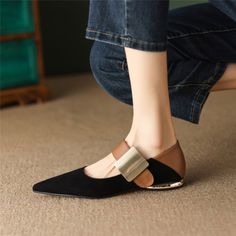 US$58.00 Women Nature, Chunky Heel Pumps, Loafer Shoes Women, Elegant Lady, Mary Jane Shoes Womens, Mary Jane Heels, Pointed Toe Heels, Jane Shoes, Comfy Shoes