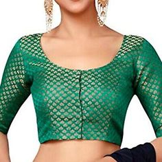 Women's Brocade Designer Saree Blouse Beautiful Lehenga Crop Top Part Wear Choli | eBay Green Padded Blouse Set For Diwali, Green Padded Blouse Set For Navratri, Festive Green Lehenga With Padded Blouse, Green Blouse For Diwali, Beautiful Lehenga, Designer Saree Blouse, Lehenga Crop Top, Be Classy, Saree Blouses