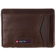 Oliver Minimalist Wallet By Alpine Swiss Product Features: Genuine Leather OLIVER MINIMALIST – MSRP $45 – At 1/8” of an inch, our minimalist front pocket wallet is the thinnest most compact wallet in the market today. After about 3-4 weeks of use, this genuine leather wallet will begin to stretch and conform according to your needs, just like an expensive pair of leather shoes. In time you’ll be able to fit double cards in some slots. PRO TIP – Use two cards on the outside of your folded cash bi Brown Minimalist Card Holder With Rfid Blocking, Minimalist Brown Wallet With Rfid Blocking, Minimalist Brown Rectangular Card Holder, Casual Rectangular Business Card Holder, Hotel Card, Expensive Shoes, Branded Wallets, Front Pocket Wallet, Compact Wallet