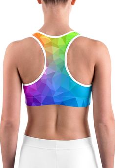 This gorgeous sports bra is made from moisture-wicking material that stays dry during low and medium intensity workouts. The bra has support material in the shoulder straps, double layer front, and a wide elastic band to ensure constant support. Multicolor Yoga Sports Bra, Sporty Multicolor Stretch Sports Bra, Multicolor Stretch Sports Bra For Training, Stretch Multicolor Sports Bra For Training, Multicolor Stretch Sports Bra For Gym, Multicolor Stretch Sports Bra For Workout, Multicolor Sports Bra For Yoga, Stretch Multicolor Sports Bra, Multicolor Stretch Sleeveless Sports Bra