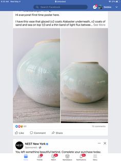 an image of a vase that is on the facebook page, and it appears to have been altered