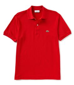 From Lacoste&#x2C; this shirt features:solid tone onpique fabricationribbed polo collarshort sleeves with ribbed armbands2-button placketmother-of-pearl buttonssignature logo at left chestclassic fitpullover constructioncottonmachine wash; tumble dryImported. Red Polo, Red Polo Shirt Outfit, Fitted Red Polo Shirt, Fitted Red Cotton Polo Shirt, Big And Tall Polo Shirts, Red Fitted Polo Collar T-shirt, Lacoste T’, Polo Lacoste, Red Polo Shirt