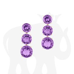 3 Tier Round Faceted Amethyst Earrings – Goshwara Luxury Gemstone Round Cut Earrings, Luxury Purple Jewelry With Round Stone, Luxury Rose Gold Amethyst Earrings, Luxury Amethyst Earrings With Gemstone Accents, Luxury Purple Round Earrings, Luxury Gold Amethyst Earrings, Future Outfit, Professional Jewelry, Colored Gems