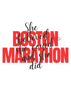 the boston marathon logo is shown in red and black on a white background with text