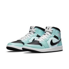 Dressed in a multiplicity of materials and textures, as well as contrasting grey-white, black and turquoise, this Air Jordan 1 Mid "Aqua Blue Tint" features an iconic Nike Swoosh on the medial and lateral sidewalls is in the dark black coloring. SKU: BQ6472-300 Release Date: Jul 15th, 2021 Color: Light Dew/Black-Teal Tint-White Wmns Air Jordan 1, Jordan Model, Nike Air Jordan 1 Mid, Jordan 11 Retro Low, Womens Air Jordans, Air Jordan 11 Retro, Air Jordan 6, Jordan 11 Retro, Air Jordan 11