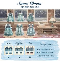 an advertisement for a dress shop featuring dresses and lamps