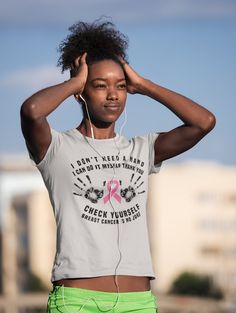 Our "Cancer Is No Joke" Unisex short sleeve t-shirt is made of 100% ring-spun cotton and is super soft and comfy. Double stitching on the neckline and sleeves adds extra durability to what is sure to be an every day favourite!  Sizes S,M,L,XL,2XL & 3XL * 100% ring-spun cotton * Sport Grey is 90% ring-spun cotton, 10% polyester * 4.5 oz/yd²  * Pre-shrunk * Shoulder-to-shoulder taping * Quarter-turned to avoid crease down the centre Please note ours are not cheap press on vinyl printed t-shirts bu Pink Ribbon Day, Pro Black, Unisex Shorts, Pink Ribbon, Womens Health, Print T Shirt, Spun Cotton, Adult Outfits, Bathing Beauties