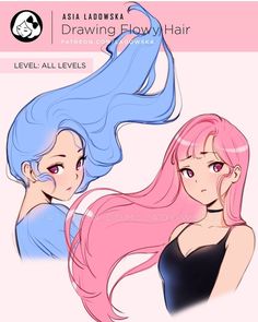 Asia Ladowska, Random Poses, Flowy Hair, Hair Cartoon, Anime Face Drawing, Anatomy References, Visual Library, Female Artwork, Drawing Guides