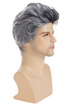 Mens Wig Short Gray Wig Synthetic Halloween Party Cosplay Costume Full Wig for Male Mens Wig, Gray Wig, Mens Wigs, Grey Wig, Costume Cosplay, Male Beauty, Synthetic Wigs