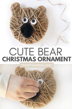 this cute bear christmas ornament is an easy craft for kids to make and decorate