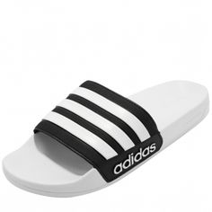 New In Box White Adidas Slides With Synthetic Material, Adidas White Sandals For Sports, White Adidas Synthetic Slides, White Synthetic Adidas Slides, Casual White Adidas Sandals, Adidas White Flip Flops For The Beach, Adidas White Flip Flops For Beach, White Adidas Flip Flops For The Beach, White Adidas Sandals For Sports