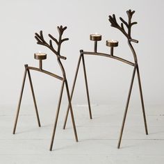 Set of Two Reindeer Tealight Candle Holders - D&J Farmhouse Collections Tea Candle Holders, Wrought Iron Candle Holders, Iron Candle Holders, Decor Market, Tea Candle, Home Decor Sets, Cute Candles, Iron Candle, Tea Candles