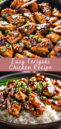 an easy teriyaki chicken recipe with rice and green onions