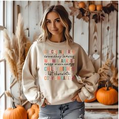 Embrace the cozy vibes of fall with this Everything Fall Sweatshirt, capturing the essence of crackling fires, crunchy leaves, warm blankets, crisp mornings, chilly nights, hot chocolate, and of course, cozy sweaters. Perfect for those who love the autumn season and want to stay warm and stylish during the colder months. Ideal for fall gatherings, bonfires and pumpkin patch visits Product features - Ethically made with 100% US cotton and sustainable practices - Medium-heavy fabric blend for warm Cozy Jumper, Everything Fall, Crunchy Leaves, Fall Gathering, Sustainable Practices, Autumn Cozy, Warm Blankets, Fall Sweatshirt, Cozy Sweaters