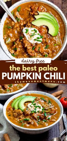 Want some comfort food for dinner? Have the BEST paleo pumpkin chili! It's also dairy-free, Whole30 compliant, and an easy low-carb recipe. Whether made in the Instant Pot or on the stovetop, this pumpkin recipe is a family-friendly fall food! Paleo Squash Recipes, Fall Low Carb Meals, Easy Paleo Soup, Paleo Meal Ideas Dinners, Whole 30 Recipes Chili, Whole30 Fall Recipes, Paleo Autumn Recipes, Gut Friendly Chili, Pumpkin Whole 30 Recipes