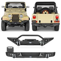 the front and rear bumpers of a jeep