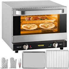 PRICES MAY VARY. 19Qt/21L Spacious Interior: Despite its compact structure, our commercial convection oven features a 19 Qt (21 L) inner capacity, perfectly sized to cook a small batch of delicious foods. The dimensions of the 3-tier interior reach 14.2"x13.0"x8.7" (36x33x22 cm), ideally meeting the needs of a family of three. All-Round Hot Air Circulation: Compared with deep-frying, baking with less oil & fat can help you cultivate a healthier eating habit. Aided by the 1440W power and efficien Tabletop Oven Kitchen, Ez Bake Oven, Front Glass Door, Breakfast Station, Countertop Convection Oven, Food Types, Countertop Oven, Oven Canning, Conventional Oven