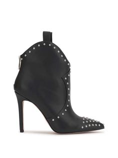 Pixillez Studded Bootie in Black Bootie, Heel Height, Faux Leather, Product Description, Boots, Heels, Leather, Black