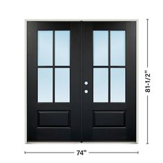 Greatview Doors 72-in x 80-in x 6-9/16-in Fiberglass 3/4 Lite Right-Hand Inswing Fiberglass Painted Prehung Double Front Door Insulating Core in the Front Doors department at Lowes.com Double Front Doors, Fiberglass Door, Weather Stripping, Lowes Home Improvements, Front Doors, Barndominium, Double Doors, Right Hand, Front Door